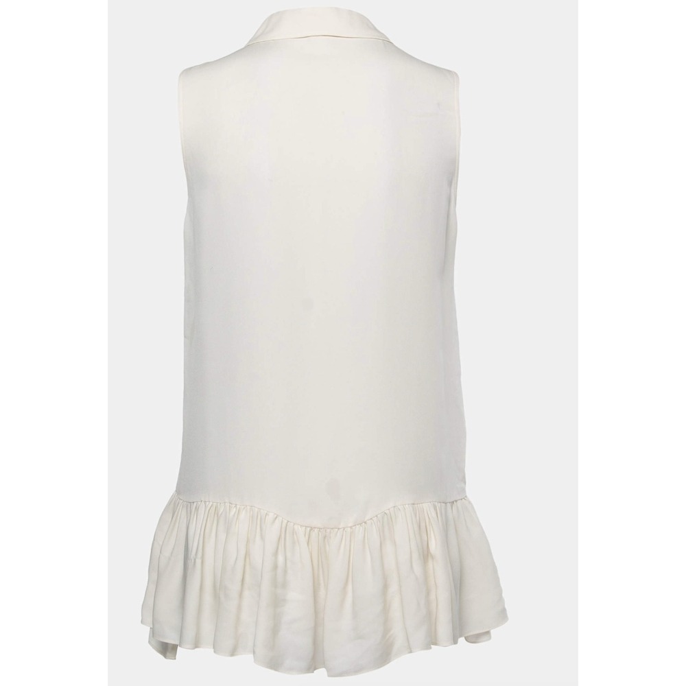 Peplum Ruffle Diane von Furstenberg Sleeveless Luxury Designer Silk Blouse L - Picture 7 of 10